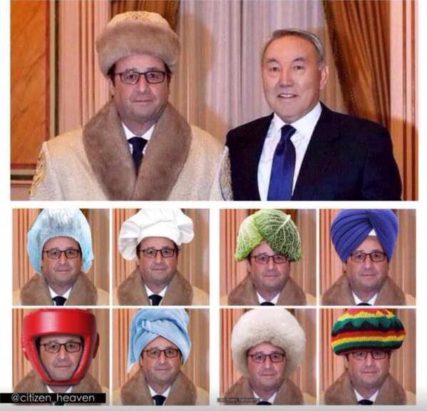 Фото Олланда в казахской шапке взорвало Интернет