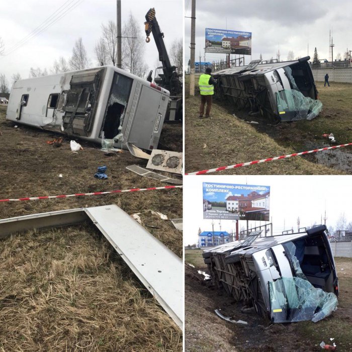 В Тверской области перевернулся пассажирский автобус с паломниками