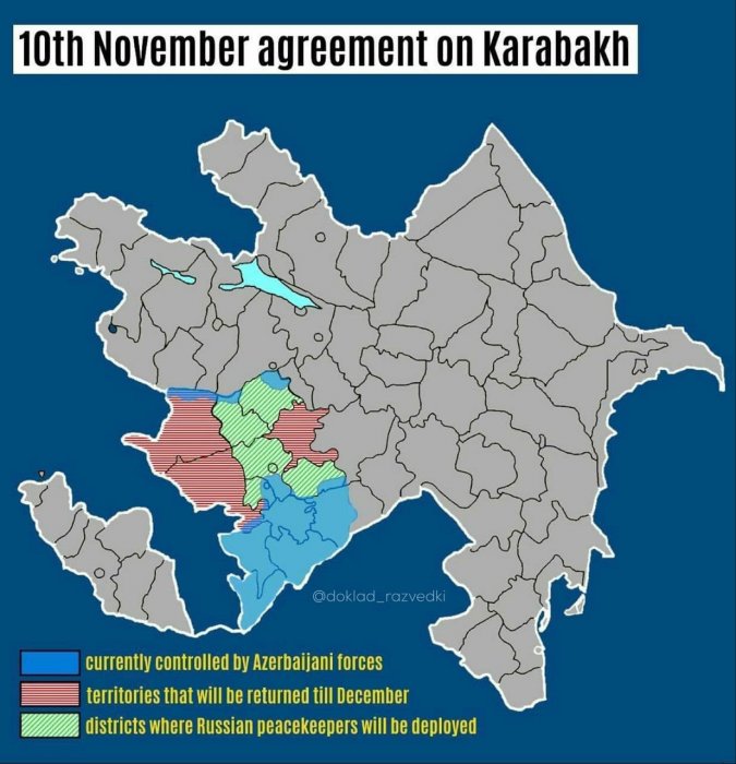 Обновленная карта по Нагорному Карабаху на 10 ноября