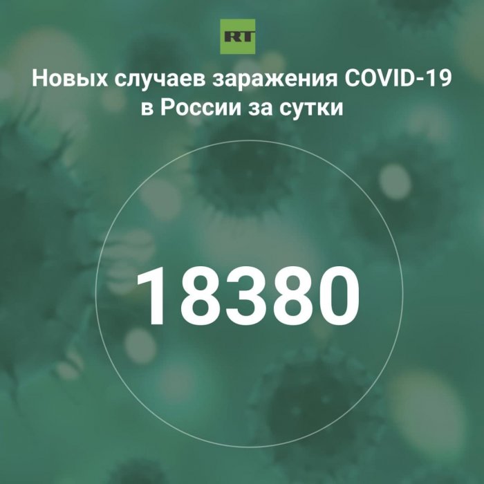 За сутки в России выявили 18 380 случаев инфицирования коронавирусом