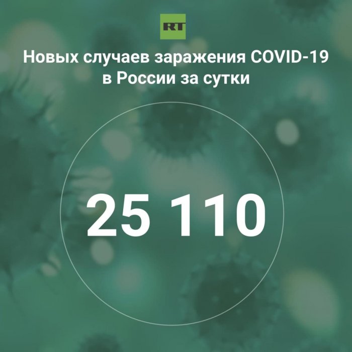 За сутки в России выявили 25 110 случаев инфицирования коронавирусом