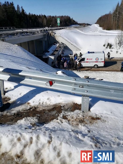 В Московской области пассажирский автобус упал с моста
