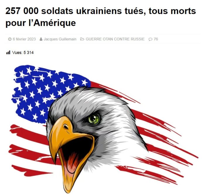 Жак Гийемэн: 257 000 украинских солдат убиты, все они погибли за Америку