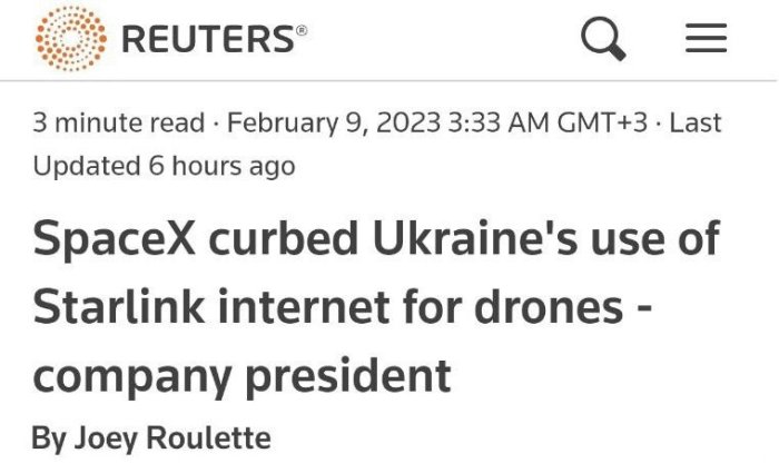Илон Маск оставил украинские беспилотники без интернета