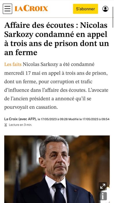 Экс-президент Франции Николя Саркози приговорен к году тюрьмы