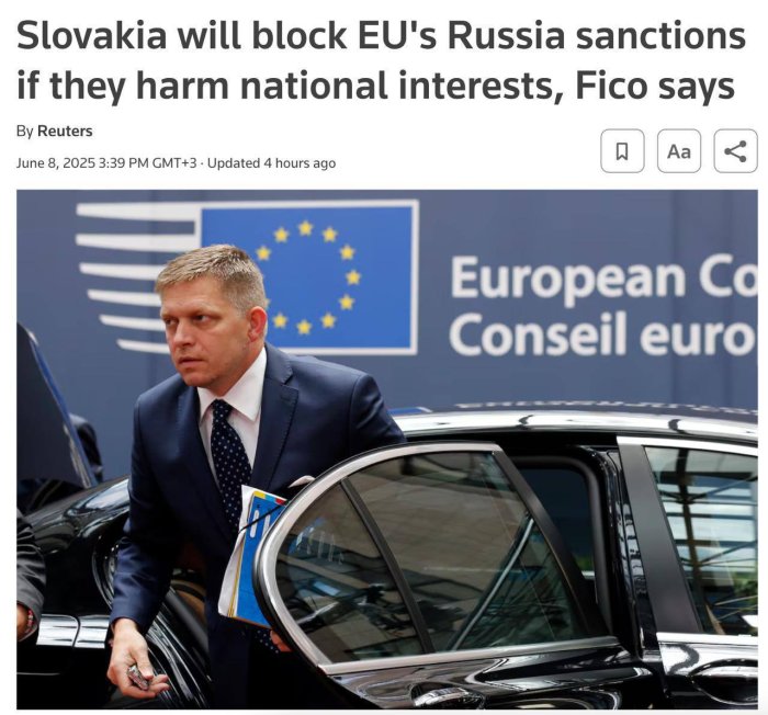 Фицо грозится заблокировать любые санкции Евросоюза против России Фицо грозится заблокировать любые санкции Евросоюза против России