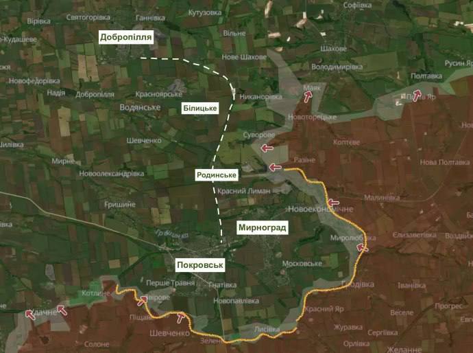 Высок риск окружения частей ВСУ под Покровском и Мирноградом Высок риск окружения частей ВСУ под Покровском и Мирноградом